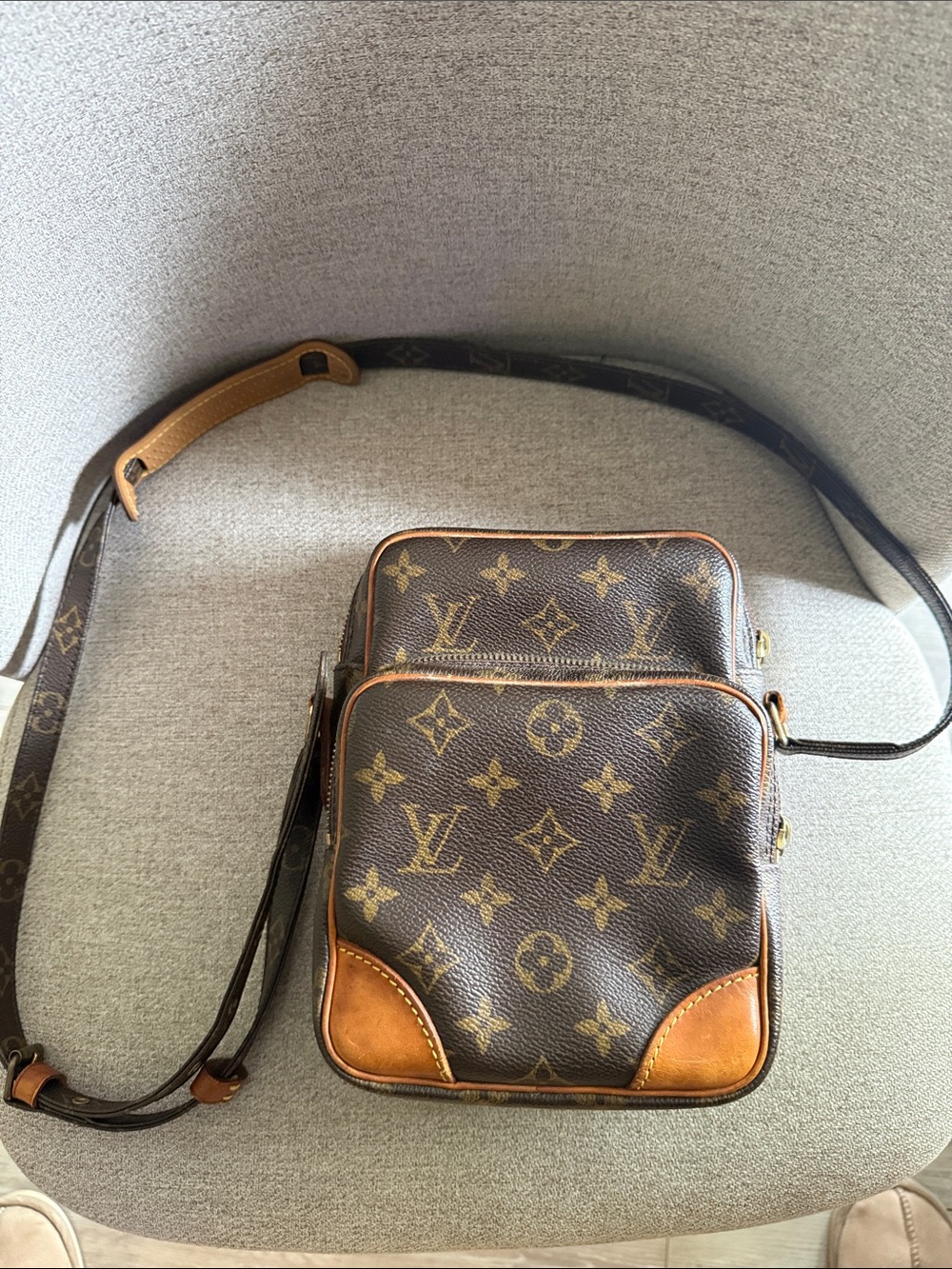 Louis Vuitton Monogram Canvas Messenger Bag in Brown and Tan